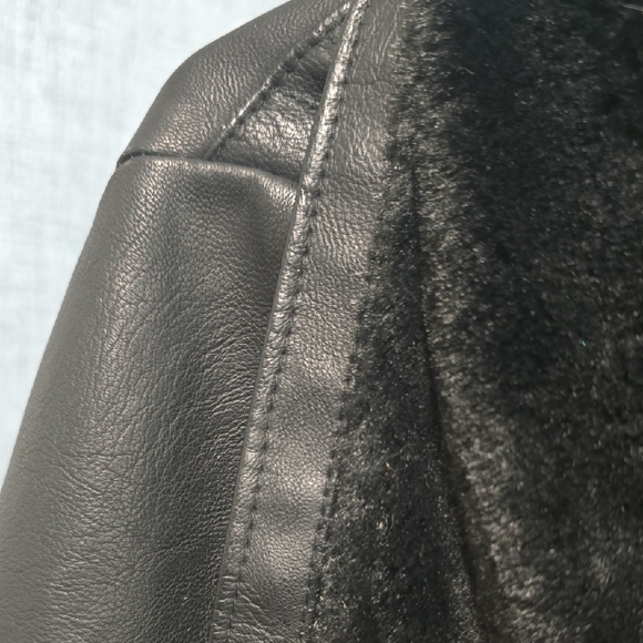 Baccini Black Leather Jacket with Gold Zipper Accents - Picture 9 of 13